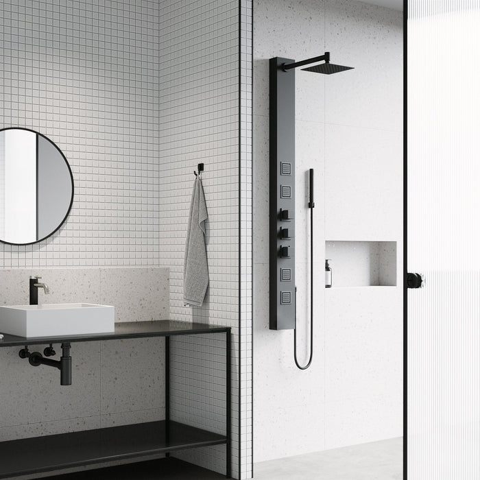 Vigo VG08021MB Sutton 4-Jet Rain Shower Panel System with Hand Shower in Matte Black
