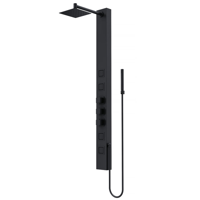 Vigo VG08021MB Sutton 4-Jet Rain Shower Panel System with Hand Shower in Matte Black