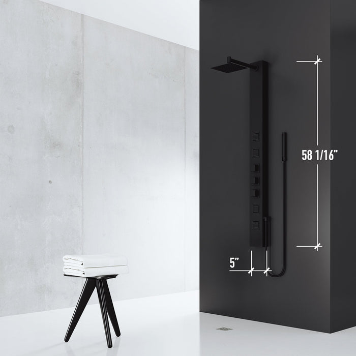 Vigo VG08021MB Sutton 4-Jet Rain Shower Panel System with Hand Shower in Matte Black