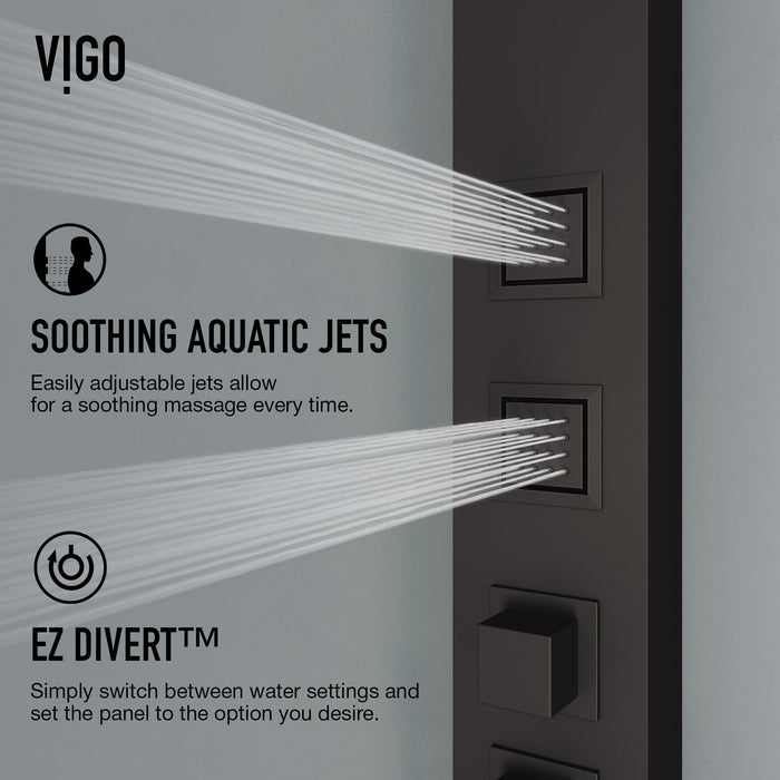 Vigo VG08021MB Sutton 4-Jet Rain Shower Panel System with Hand Shower in Matte Black