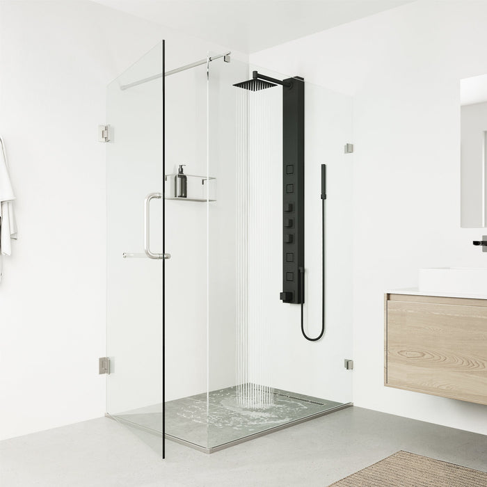Vigo VG08023MB Bowery 4-Jet Rain Shower Panel with Tub Filler and Hand Shower in Matte Black