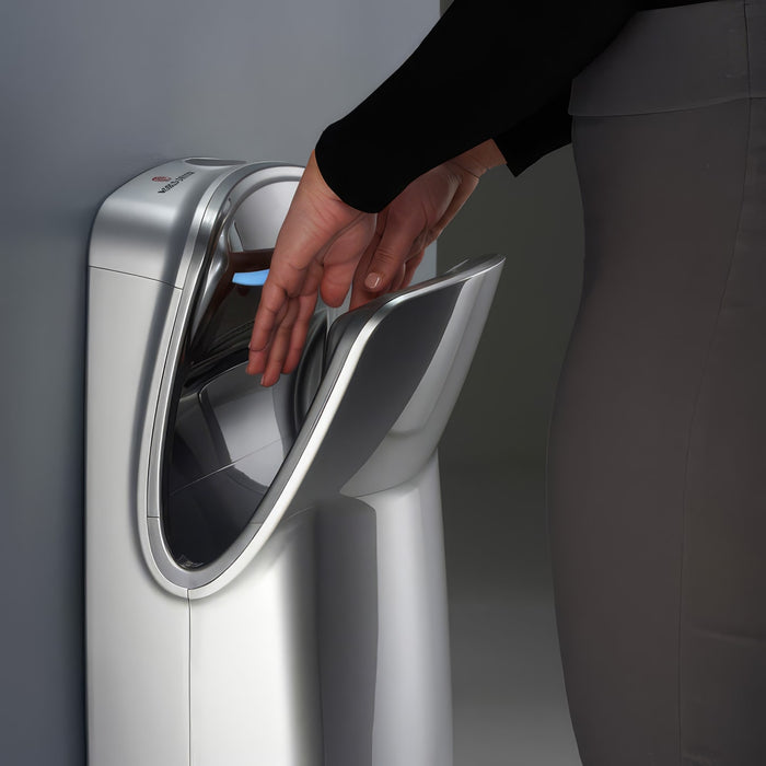 World Dryer V-649A VMax V2 High-Speed Vertical Hand Dryer, HEPA Filter, Antimicrobial, LED Display, Silver