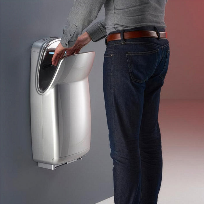 World Dryer V-649A VMax V2 High-Speed Vertical Hand Dryer, HEPA Filter, Antimicrobial, LED Display, Silver