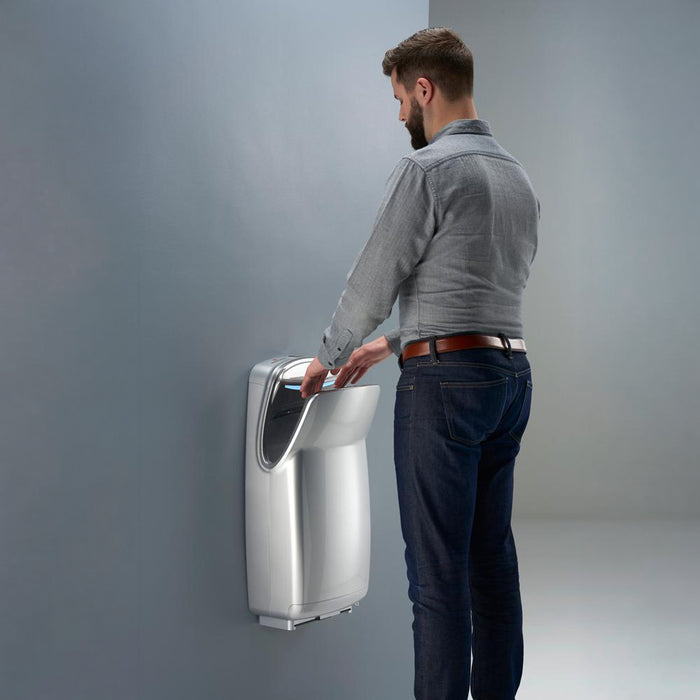 World Dryer V-649A VMax V2 High-Speed Vertical Hand Dryer, HEPA Filter, Antimicrobial, LED Display, Silver