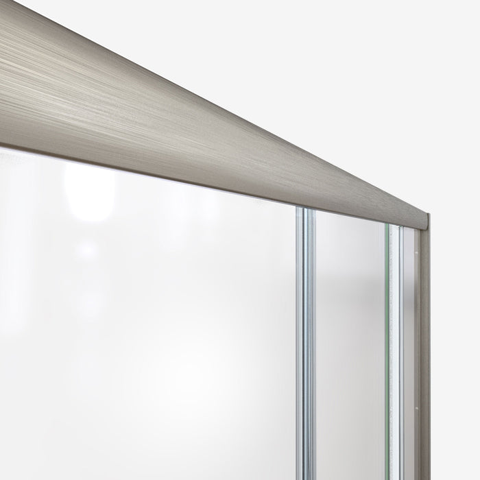 DreamLine TB116060XXX0004 Visions 56-60"W x 60"H Sliding Tub Door and White Wall Kit in Brushed Nickel