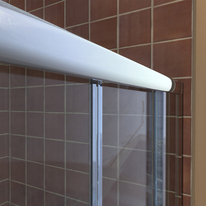 DreamLine DL-6114L-04CL Visions 34"D x 60"W x 76 3/4"H Sliding Shower Door in Brushed Nickel with Left Drain White Base, Backwalls