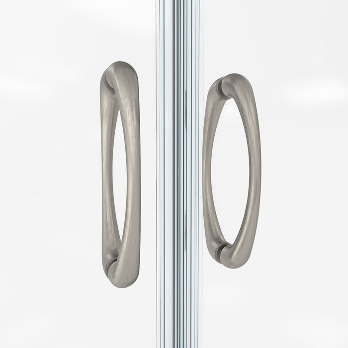 DreamLine D2116032XXC0004 Visions 32"D x 60"W x 78 3/4"H Sliding Shower Door, Base, and White Wall Kit in Brushed Nickel