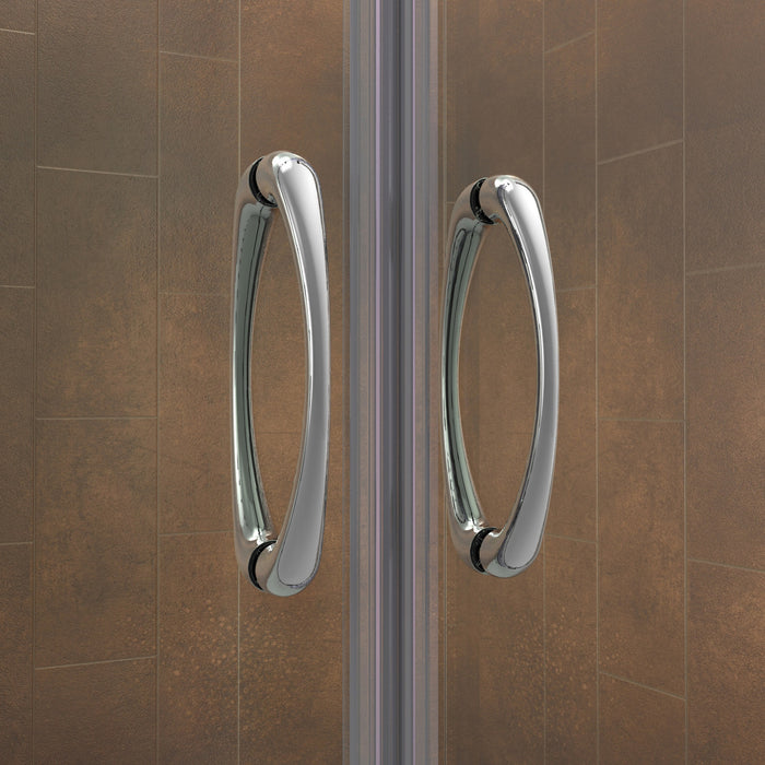 DreamLine DL-6115L-04CL Visions 36"D x 60"W x 76 3/4"H Sliding Shower Door in Brushed Nickel with Left Drain White Base, Backwalls