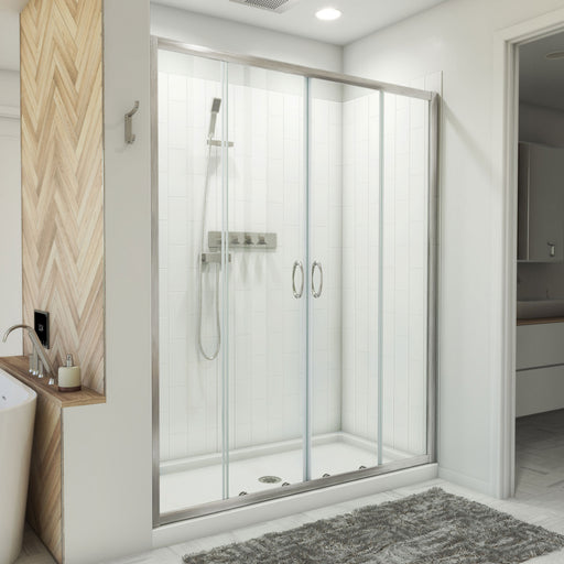 DreamLine D2116032XXC0004 Visions Sliding Shower Door, Base,, White Wall Kit in Brushed Nickel