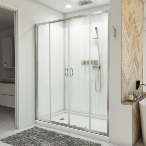 DreamLine D2116034XXL0004 Visions Sliding Shower Door, Base,, White Wall Kit in Brushed Nickel