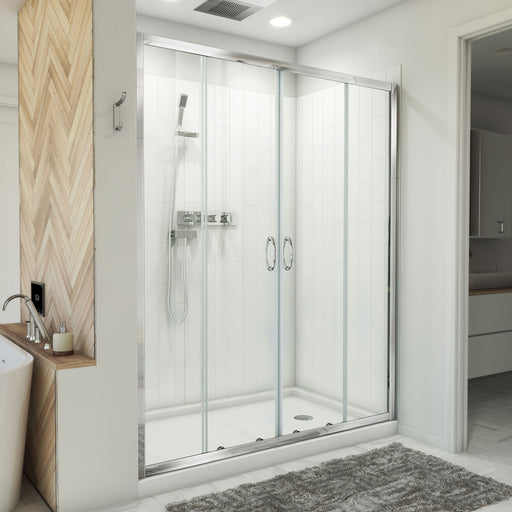 DreamLine D2116034XXR0001 Visions Sliding Shower Door, Base,, White Wall Kit in Chrome