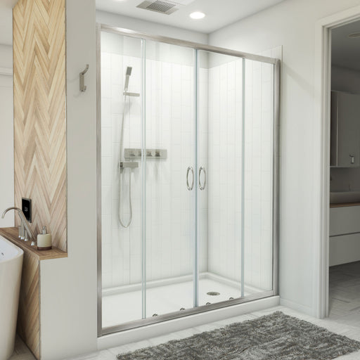 DreamLine D2116036XXR0004 Visions Sliding Shower Door, Base,, White Wall Kit in Brushed Nickel