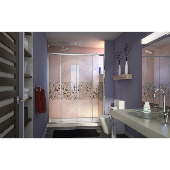 DreamLine DL-6960L-22-01 Visions 30"D x 60"W x 74 3/4"H Sliding Shower Door in Chrome with Left Drain Biscuit Shower Base