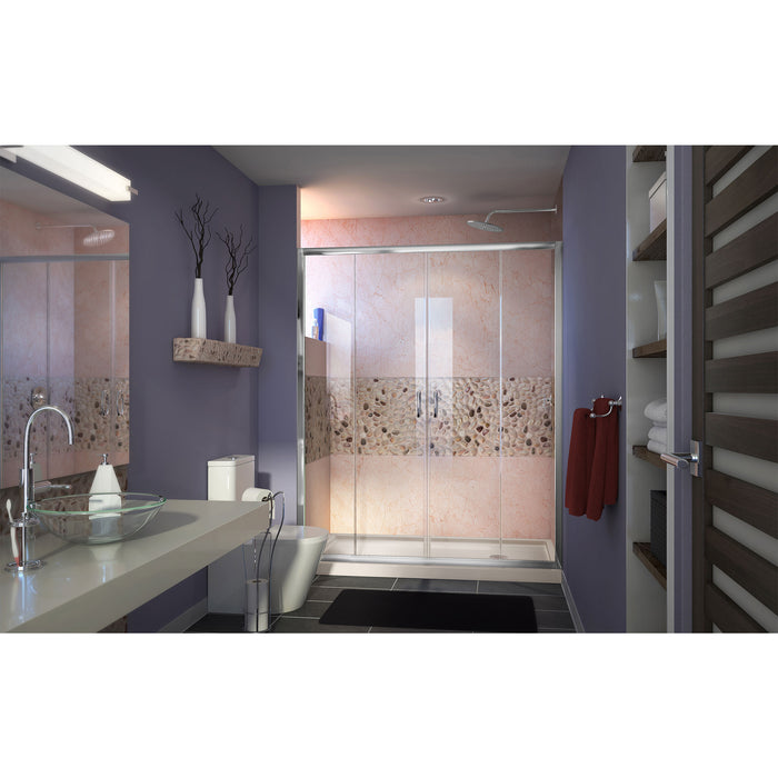 DreamLine DL-6960R-22-01 Visions 30"D x 60"W x 74 3/4"H Sliding Shower Door in Chrome with Right Drain Biscuit Shower Base