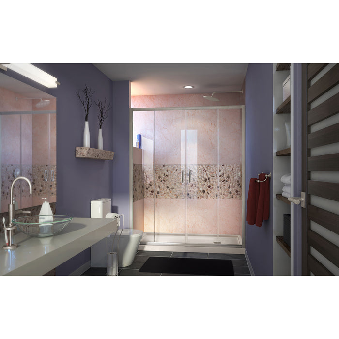 DreamLine DL-6963R-22-04 Visions 36"D x 60"W x 74 3/4"H Sliding Shower Door in Brushed Nickel with Right Drain Biscuit Shower Base