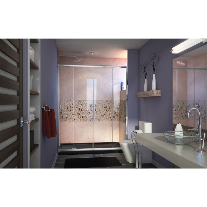 DreamLine DL-6962L-88-01 Visions 34"D x 60"W x 74 3/4"H Sliding Shower Door in Chrome with Left Drain Black Shower Base