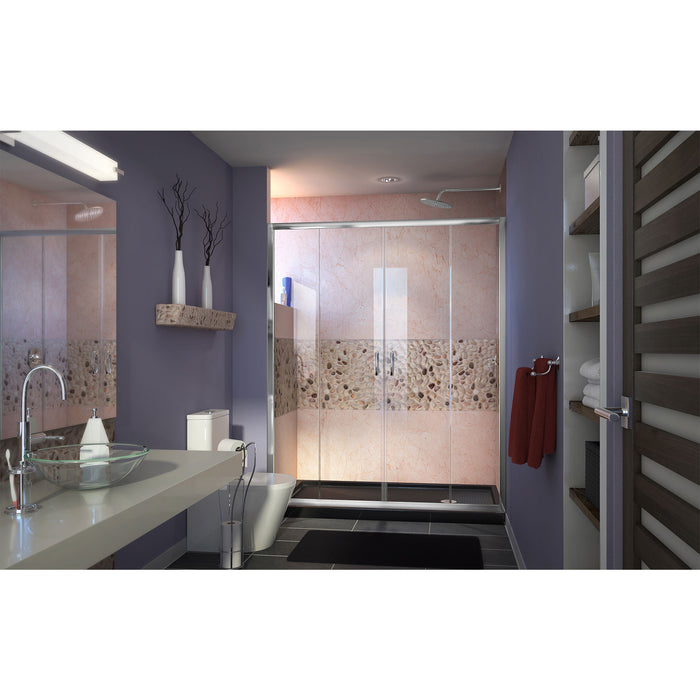 DreamLine DL-6960R-88-01 Visions 30"D x 60"W x 74 3/4"H Sliding Shower Door in Chrome with Right Drain Black Shower Base