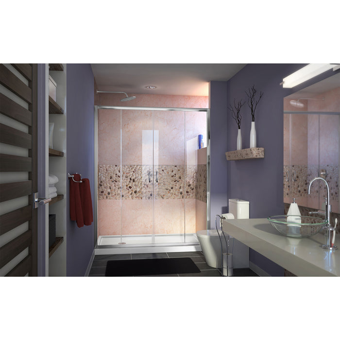 DreamLine DL-6963L-01CL Visions 36"D x 60"W x 74 3/4"H Sliding Shower Door in Chrome with Left Drain White Shower Base