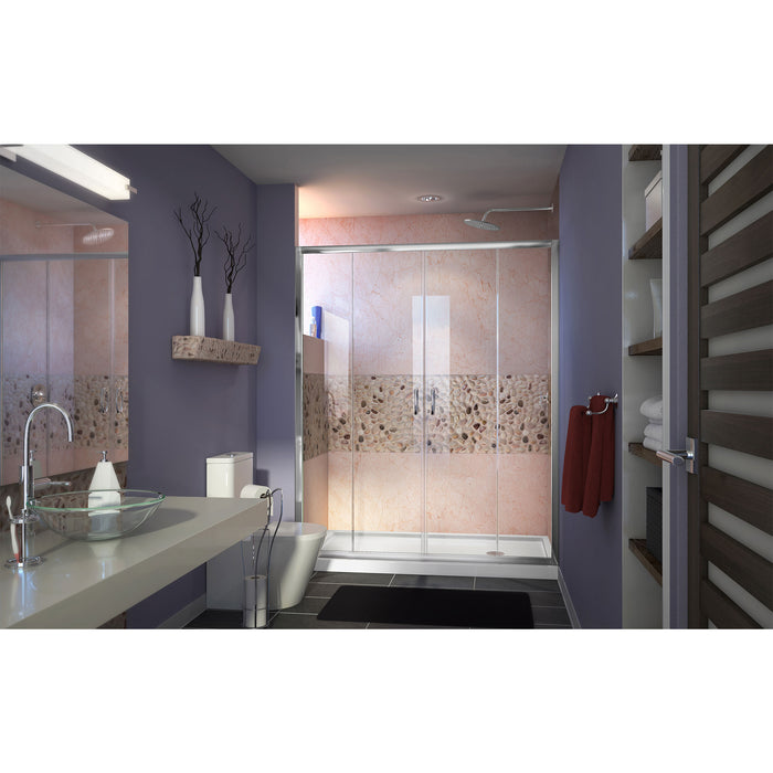 DreamLine DL-6962R-01CL Visions 34"D x 60"W x 74 3/4"H Sliding Shower Door in Chrome with Right Drain White Shower Base