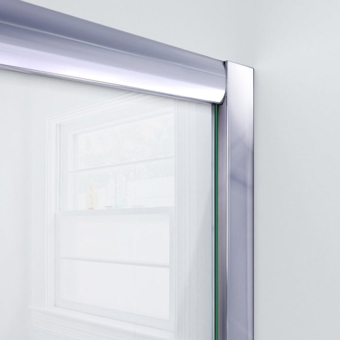 DreamLine DL-6112L-04CL Visions 30"D x 60"W x 76 3/4"H Sliding Shower Door in Brushed Nickel with Left Drain White Base, Backwalls