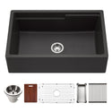 Houzer W-133 MIDNITE-C Quartztone 33" Midnite Farmhouse Granite Composite Workstation Kitchen Sink