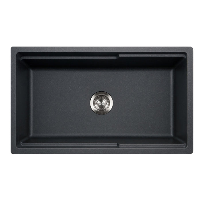 Houzer W-133 MIDNITE-C Quartztone 33" Midnite Farmhouse Granite Composite Workstation Kitchen Sink