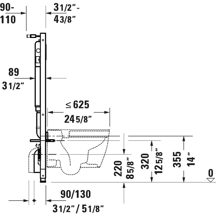 Duravit DuraSystem WD1022000090 In-Wall Toilet Tank and Carrier, 1.6 GPF