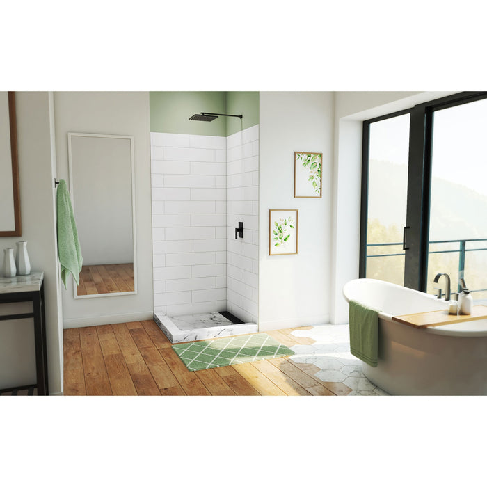 DreamLine WKDS363684XMS00 DreamStone 36"D x 36"W x 84"H Corner Shower Wall Kit in White Modern Subway Pattern