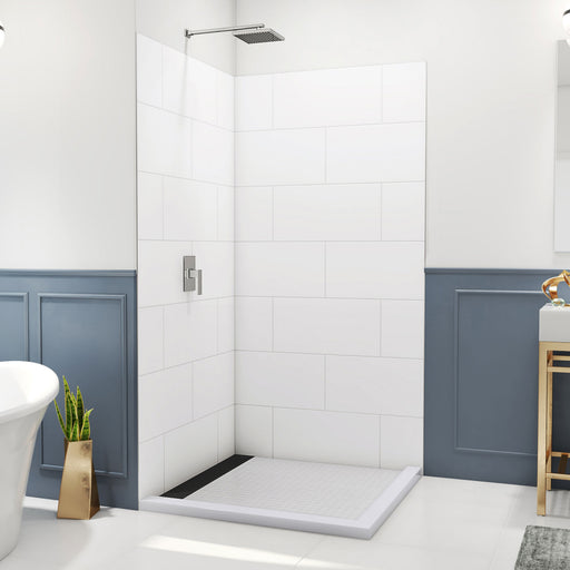 DreamLine WKDS424284XTS00 DreamStone Corner Shower Wall Kit in White Subway Pattern