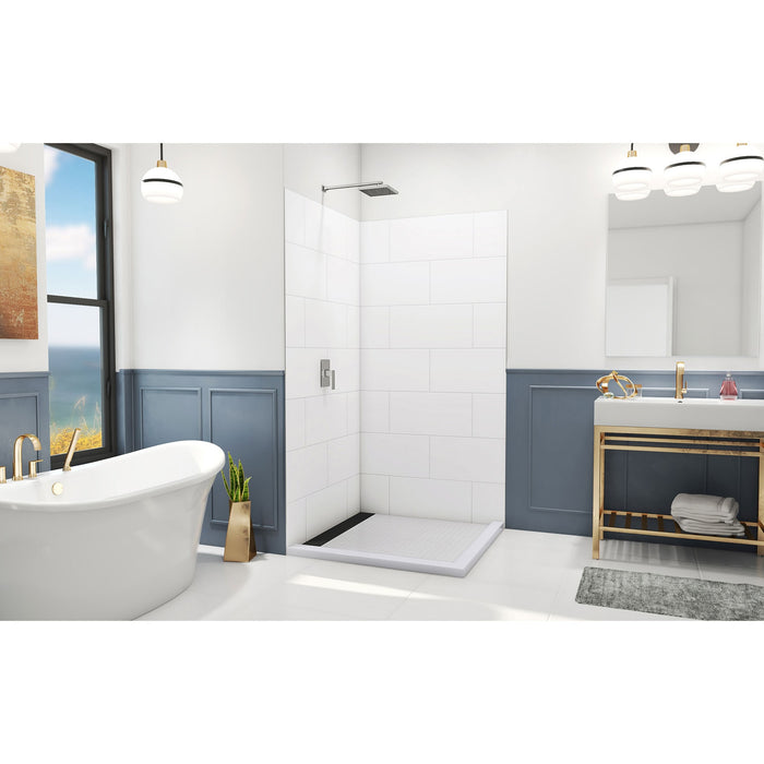 DreamLine WKDS424284XTS00 DreamStone 42"D x 42"W x 84"H Corner Shower Wall Kit in White Traditional Subway Pattern