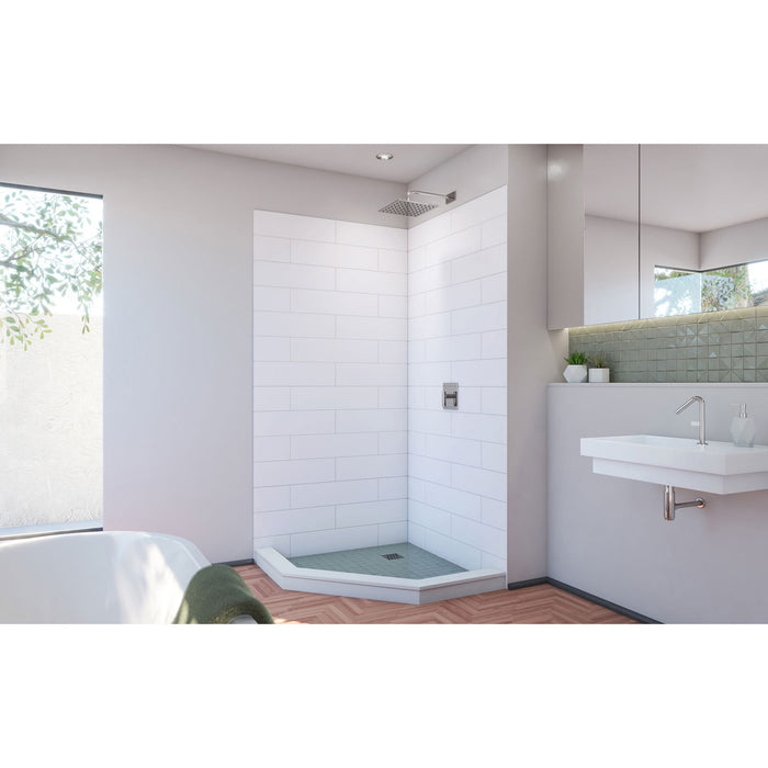 DreamLine WKDS424284XMS00 DreamStone 42"D x 42"W x 84"H Corner Shower Wall Kit in White Modern Subway Pattern