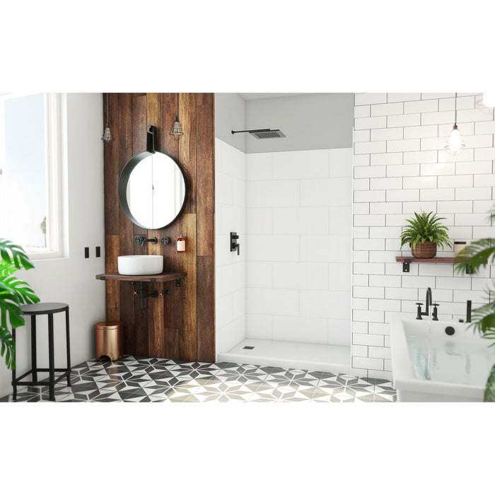 DreamLine WKDS503684XTS00 DreamStone 36"D x 50"W x 84"H Shower Wall Kit in White Traditional Subway Pattern