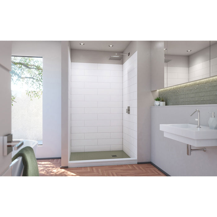 DreamLine WKDS504284XMS00 DreamStone 42"D x 50"W x 84"H Shower Wall Kit in White Modern Subway Pattern