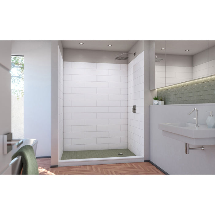 DreamLine WKDS624284XMS00 DreamStone 42"D x 62"W x 84"H Shower Wall Kit in White Modern Subway Pattern