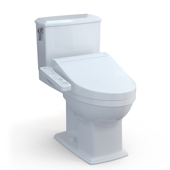 TOTO WASHLET+ Connelly Two-Piece Elongated Dual Flush 1.28 and 0.9 GPF Toilet and WASHLET C2 Bidet Seat, Cotton White - MW4943074CEMFG#01