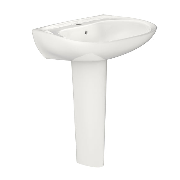 TOTO Prominence Oval Basin Pedestal Bathroom Sink with CeFiONtect for Single Hole Faucets, Colonial White - LPT242G#11