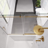 ANZZI SD-AZ8080-01BG Raymore Series 60" x 62" Frameless Sliding Tub Door in Brushed Gold