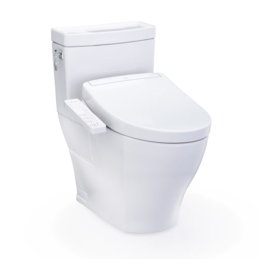TOTO Washlet+ Aimes One-Piece Elongated 1.28 GPF Toilet and Washlet S2 Bidet Seat, Cotton White - MW6263346CEFG#01