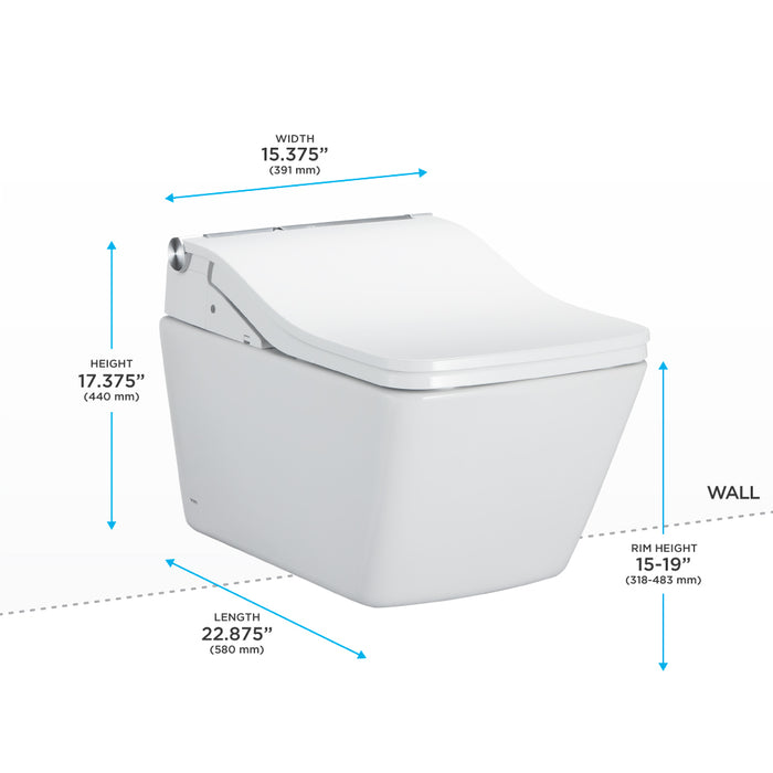TOTO CWT4494549CMFGNA#MS WASHLET+ SP Wall-Hung Square Toilet with SW Bidet Seat and In-Wall Dual-Flush Tank