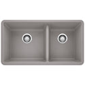 Blanco 441130 Precis SILGRANIT 33" 60/40 Double Bowl Undermount Kitchen Sink - Metallic Gray