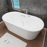 ANZZI FT-AZ201 Sofi 5.6 ft. Center Drain Whirlpool and Air Bath Tub in White