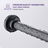 ANZZI AC-AZSR55MB 35-55 Inches Shower Curtain Rod with Shower Hooks in Matte Black