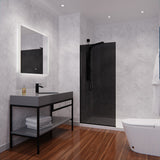 ANZZI SD-AZFL06001MBT Veil Series 74" by 34" Framed Tinted Glass Shower Screen in Matte Black