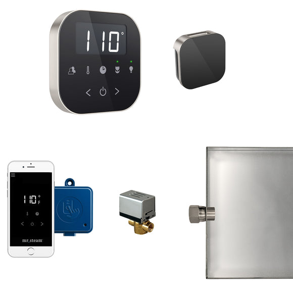 AirButler Steam Shower Control Package with AirTempo Control and Aroma Glass SteamHead in Black Brushed Nickel