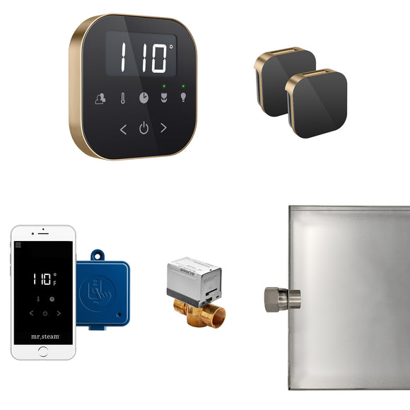 AirButler Max Steam Shower Control Package with AirTempo Control and Aroma Glass SteamHead in Black Brushed Bronze