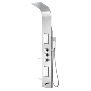 Mesmer 58 in. Full Body Shower Panel with Heavy Rain Shower and Spray Wand in Brushed Steel