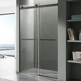 Kahn Series 60 in. x 76 in. Frameless Sliding Shower Door with Horizontal Handle in Matte Black