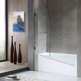 ANZZI SD1001BN-3260L 5 ft. Bathtub in White with 34" by 58" Frameless Hinged Tub Door in Brushed Nickel