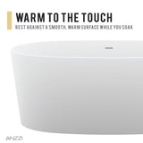 ANZZI FT-AZ8416 Bellentin 5.1 ft. Solid Surface Center Drain Freestanding Bathtub in Matte White