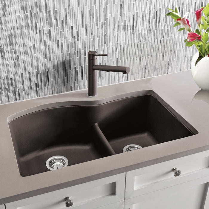 Blanco 441597 Diamond SILGRANIT 32" 60/40 Double Bowl Undermount Kitchen Sink in Cafe